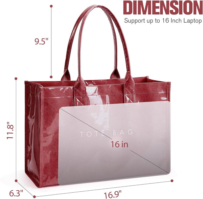 KALIDI FANCY FOREST KALIDI PVC Tote Bag Women’s Kraft Paper Work Handbags Purses with Top Handle - Image 4